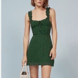 Reformation green polka dot dress